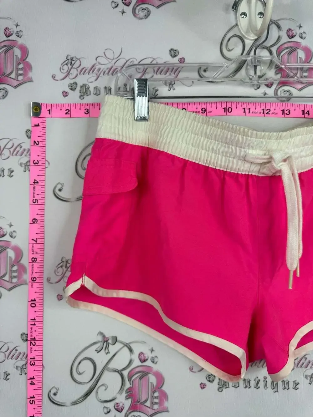G 21 shorts swim Women's Hot Pink Drawstring Athletic Shorts with Cream Trim